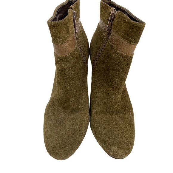 Tory Burch Alaina Olive Green Suede Ankle Boots Size 8.5M X10678 EUC Zip - Picture 6 of 10